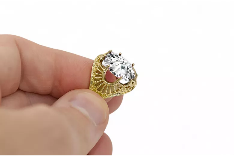 Cyrkónia 14k žlté zlato  Vintage craft vrc003y